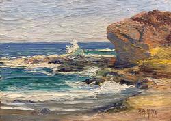 Anna Hills "Mussel Rock, LAguna Beach" 10 x 14 inches, oil on board